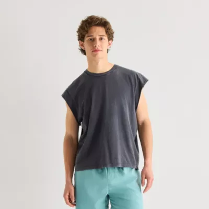 Arizona Mens Crew Neck Sleeveless Muscle T-Shirt