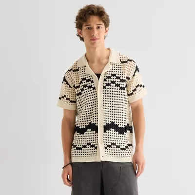 Arizona Mens Short Sleeve Button Polo Sweater