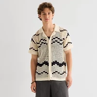 Arizona Mens Short Sleeve Button Polo Sweater