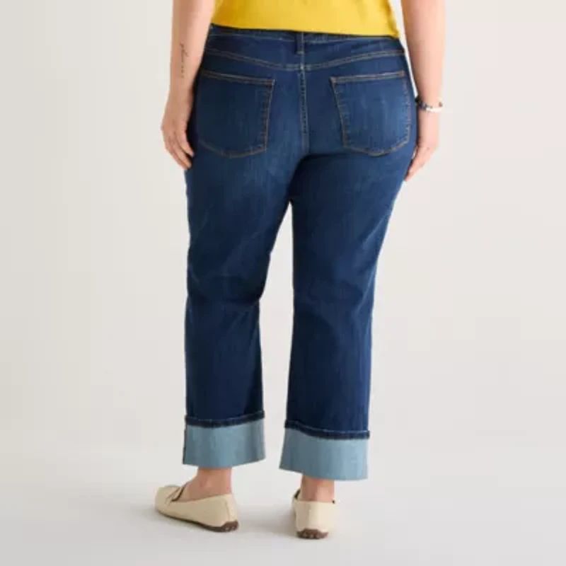 St. John's Bay Womens Plus High Rise Wide Leg Jean