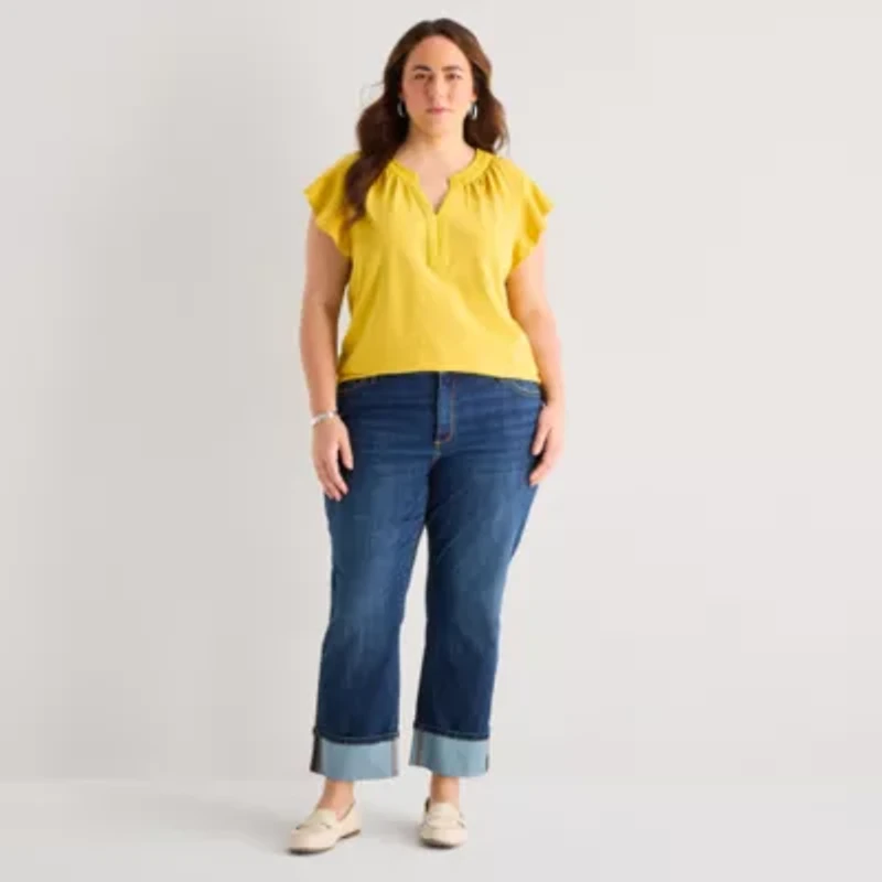 St. John's Bay Womens Plus High Rise Wide Leg Jean