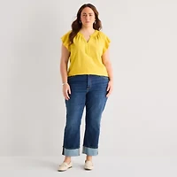 St. John's Bay Womens Plus High Rise Wide Leg Jean