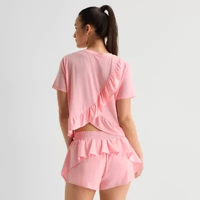 Xersion Ruffle Womens Quick Dry Active T-Shirt