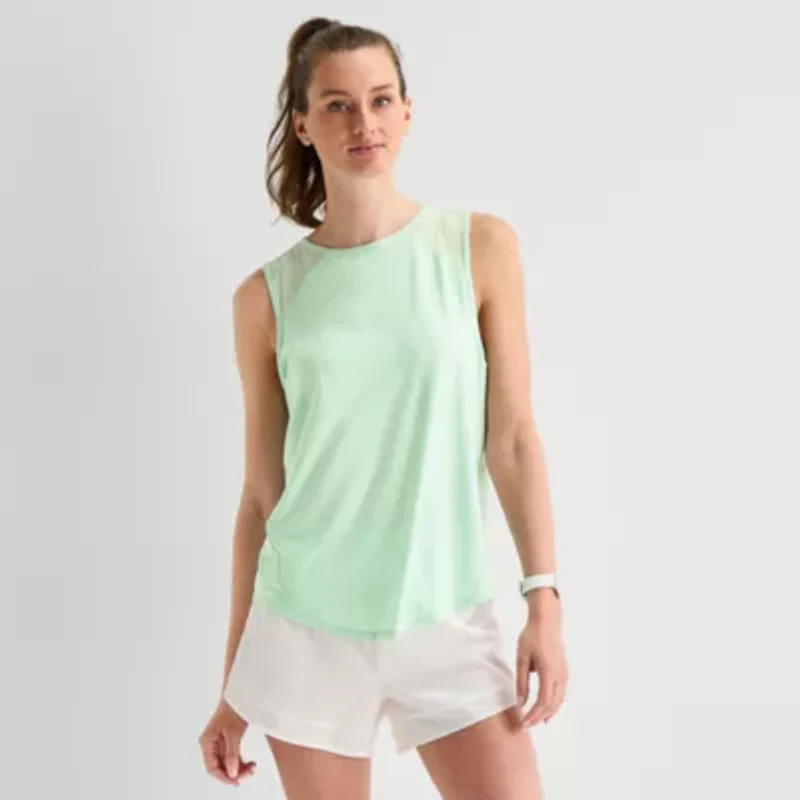 Xersion Mesh Womens Crew Neck Sleeveless Active Tank Top