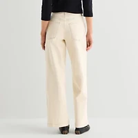 St. John's Bay Womens High Rise Stretch Fabric Wide Leg Jean
