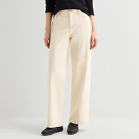 St. John's Bay Womens High Rise Stretch Fabric Wide Leg Jean