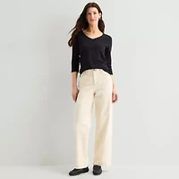 St. John's Bay Womens High Rise Stretch Fabric Wide Leg Jean