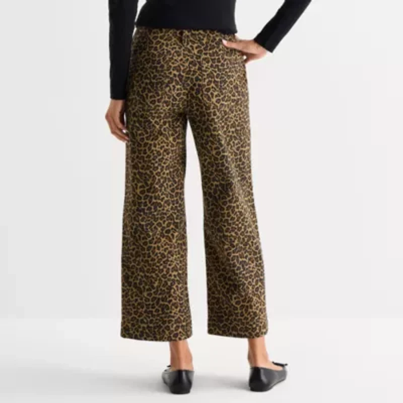 St. John's Bay Womens Wide Leg High Rise Cropped Pant