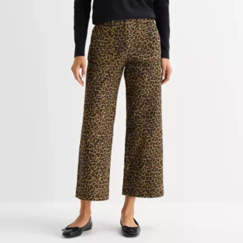 St. John's Bay Womens Wide Leg High Rise Cropped Pant