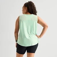 Xersion Mesh Womens Crew Neck Sleeveless Active Plus Tank Top