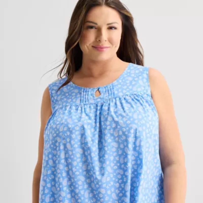 Adonna Womens Plus Round Neck Nightgown