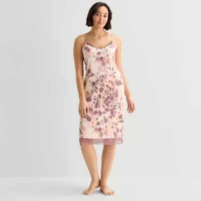 Ambrielle Womens Satin Sleeveless V Neck Chemise