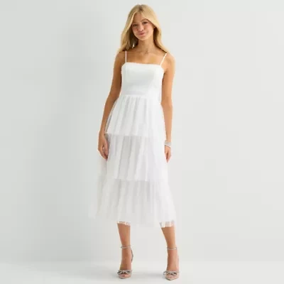 City Triangle Womens Juniors Sleeveless Midi A-Line Dress