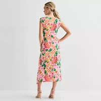 MSK Womens Straight Neck Cap Maxi Dress