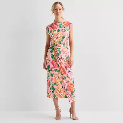 MSK Womens Straight Neck Cap Maxi Dress