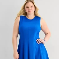 Danny & Nicole Womens Plus Sleeveless Fit + Flare Dress