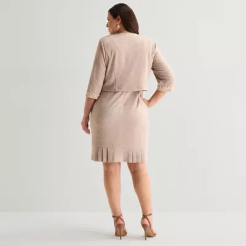 Maya Brooke Womens Plus Jacket Dress