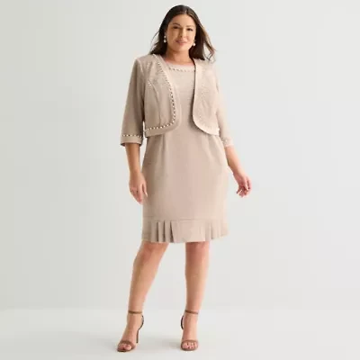 Maya Brooke Womens Plus Jacket Dress