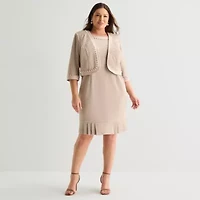 Maya Brooke Womens Plus Jacket Dress