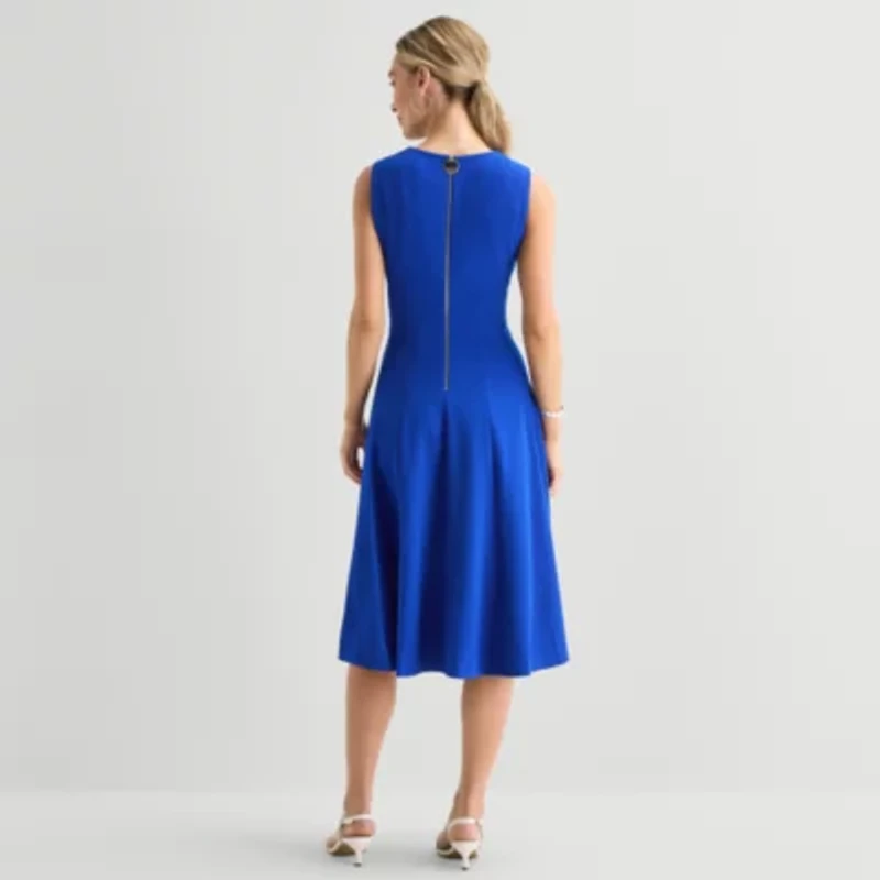 Marc New York Womens Sleeveless Midi Fit + Flare Dress