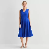 Marc New York Womens Sleeveless Midi Fit + Flare Dress