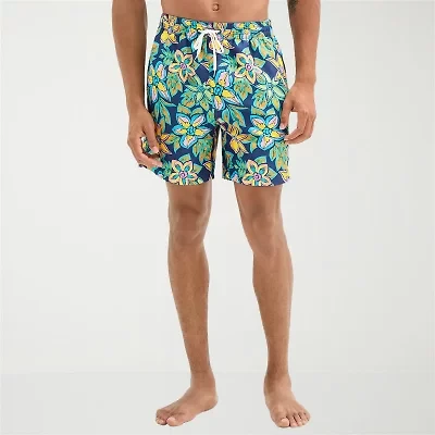Burnside Mens Drawstring Waist Floral Swim Shorts