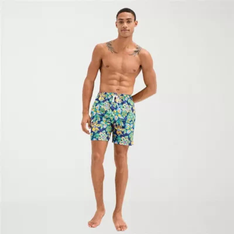 Burnside Mens Drawstring Waist Floral Swim Shorts
