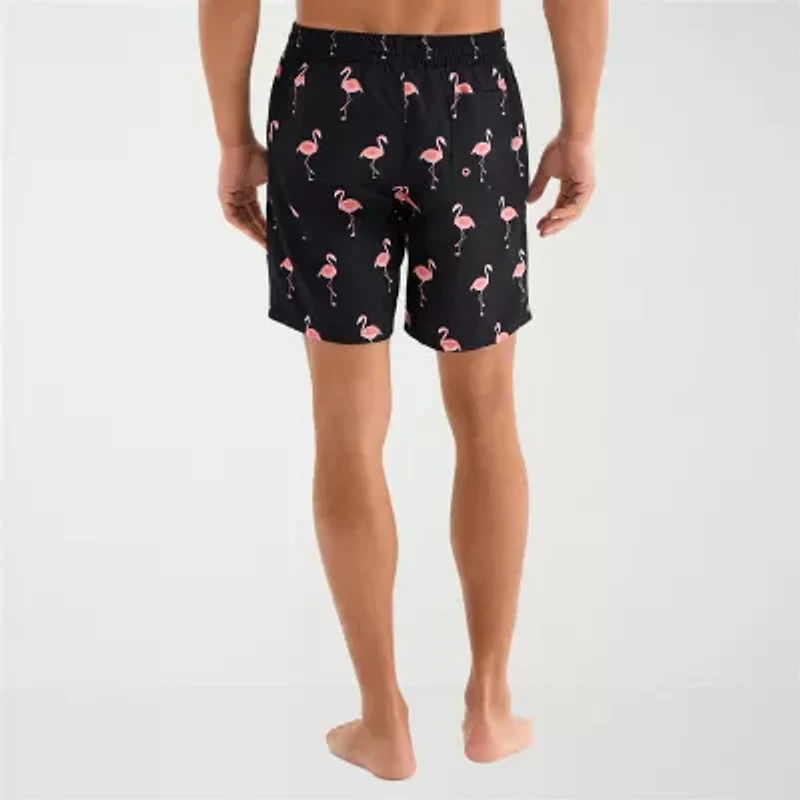 Burnside Mens Drawstring Waist 6" Animal Swim Shorts