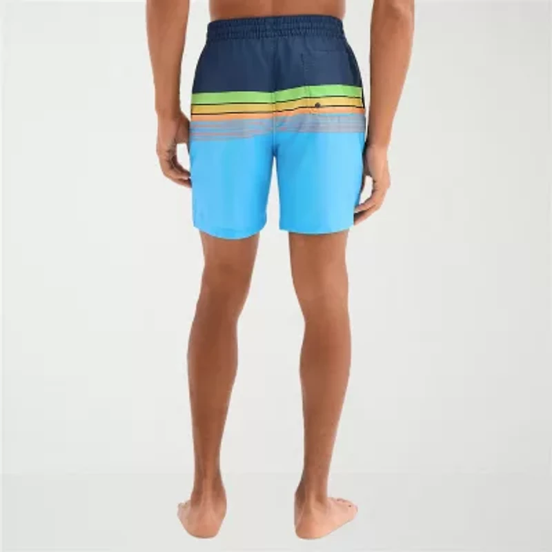 Burnside Mens Drawstring Waist Striped Swim Shorts