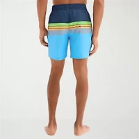 Burnside Mens Drawstring Waist Striped Swim Shorts