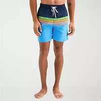 Burnside Mens Drawstring Waist Striped Swim Shorts