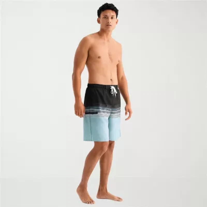 Burnside Mens Drawstring Waist Striped Swim Shorts