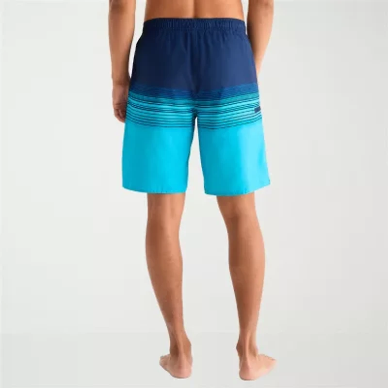 Burnside Mens Drawstring Waist 8" Striped Swim Shorts