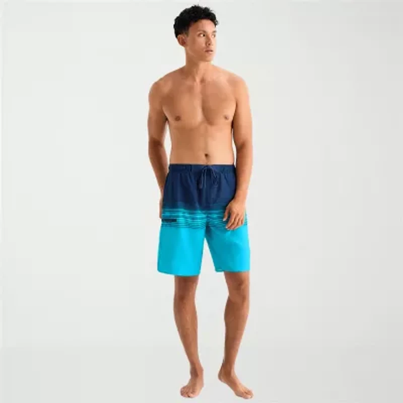Burnside Mens Drawstring Waist 8" Striped Swim Shorts