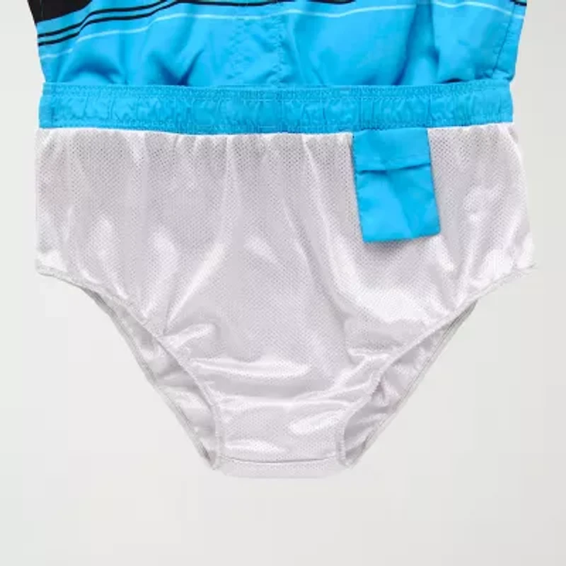 Burnside Mens Drawstring Waist Striped Swim Shorts