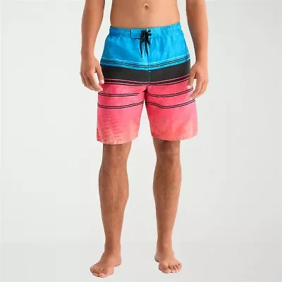 Burnside Mens Drawstring Waist Striped Swim Shorts