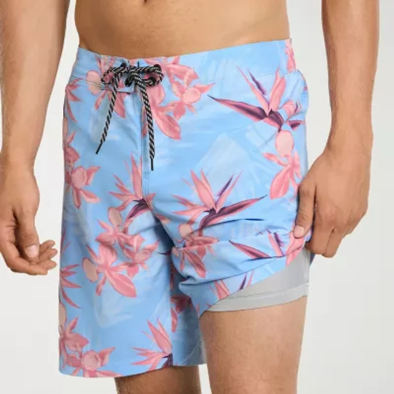 Hurley Mens Drawstring Waist Abstract Swim Shorts