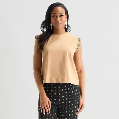 Liz Claiborne Womens Round Neck Sleeveless Blouse