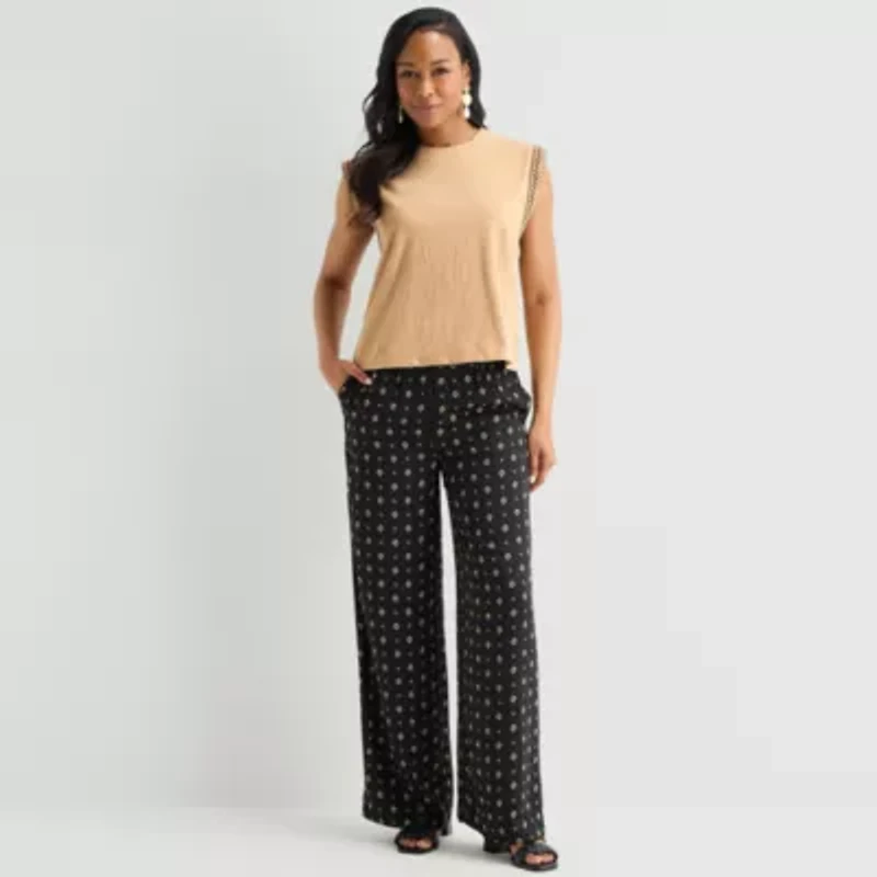 Liz Claiborne Womens Round Neck Sleeveless Blouse