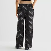 Liz Claiborne Womens Wide Leg Mid Rise Pull-On Pant