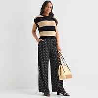 Liz Claiborne Womens Wide Leg Mid Rise Pull-On Pant