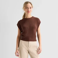 Liz Claiborne Womens Crew Neck Short Sleeve Pullover Sweater