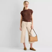 Liz Claiborne Womens Crew Neck Short Sleeve Pullover Sweater