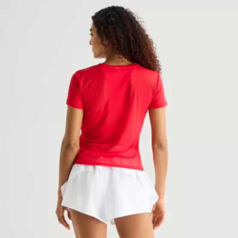 Xersion Mesh Womens Crew Neck Short Sleeve Active T-Shirt