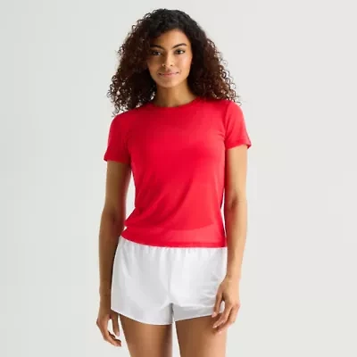 Xersion Mesh Womens Crew Neck Short Sleeve Active T-Shirt