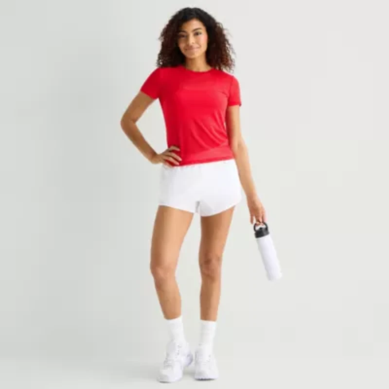 Xersion Mesh Womens Crew Neck Short Sleeve Active T-Shirt