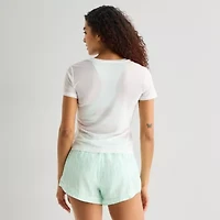 Xersion Mesh Womens Crew Neck Short Sleeve Active T-Shirt