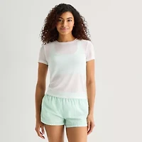 Xersion Mesh Womens Crew Neck Short Sleeve Active T-Shirt