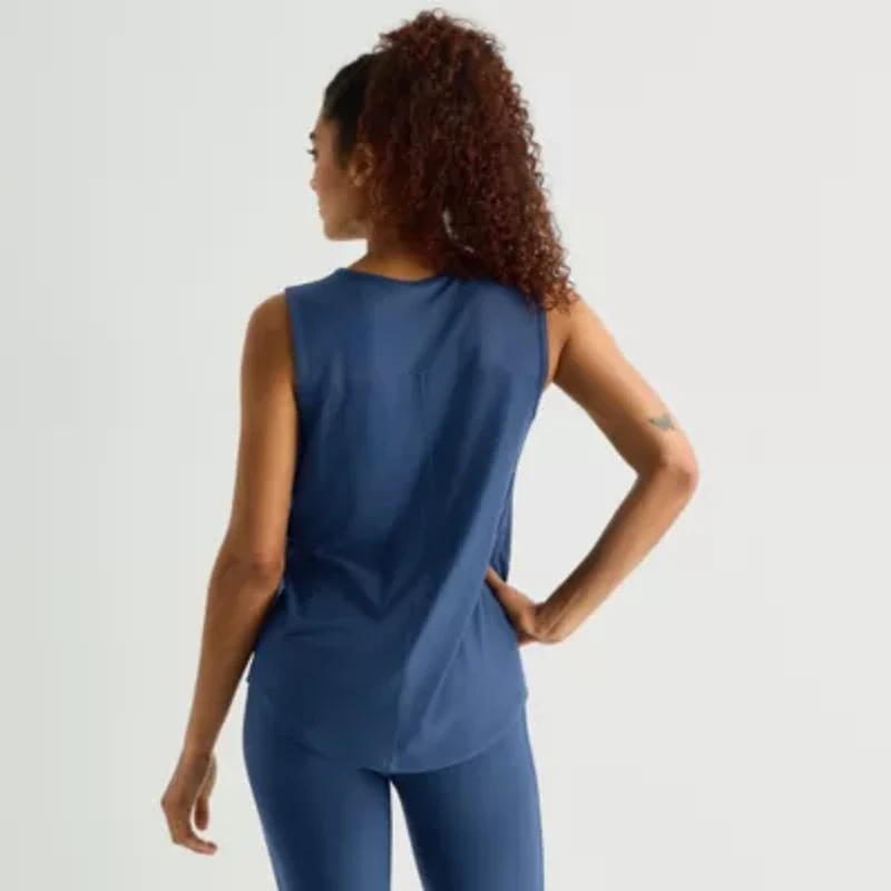 Xersion Mesh Womens Crew Neck Sleeveless Active Tank Top