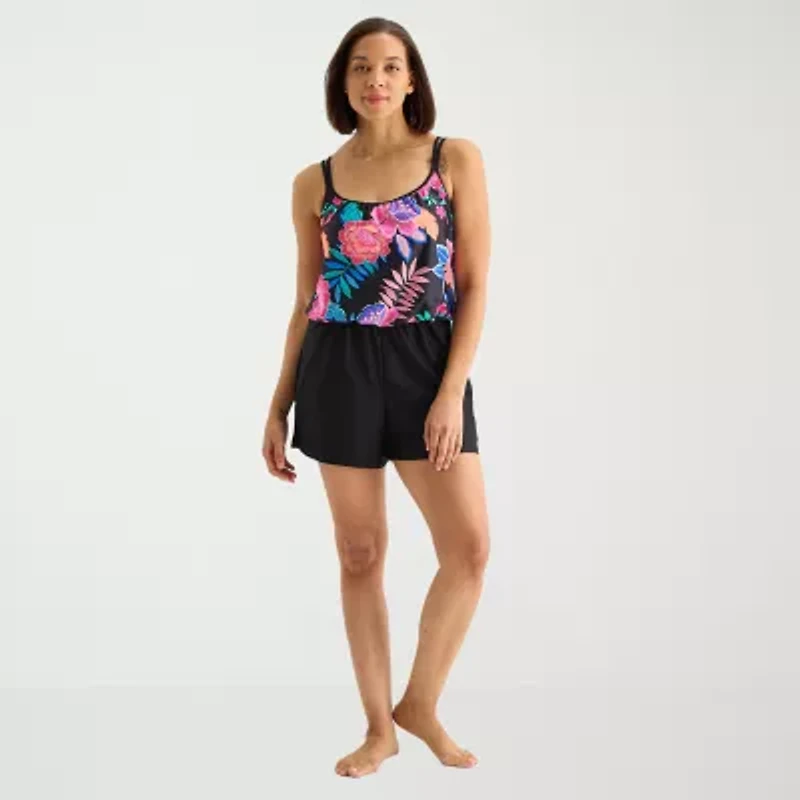 Sonnet Shores Womens Floral Swim Romper